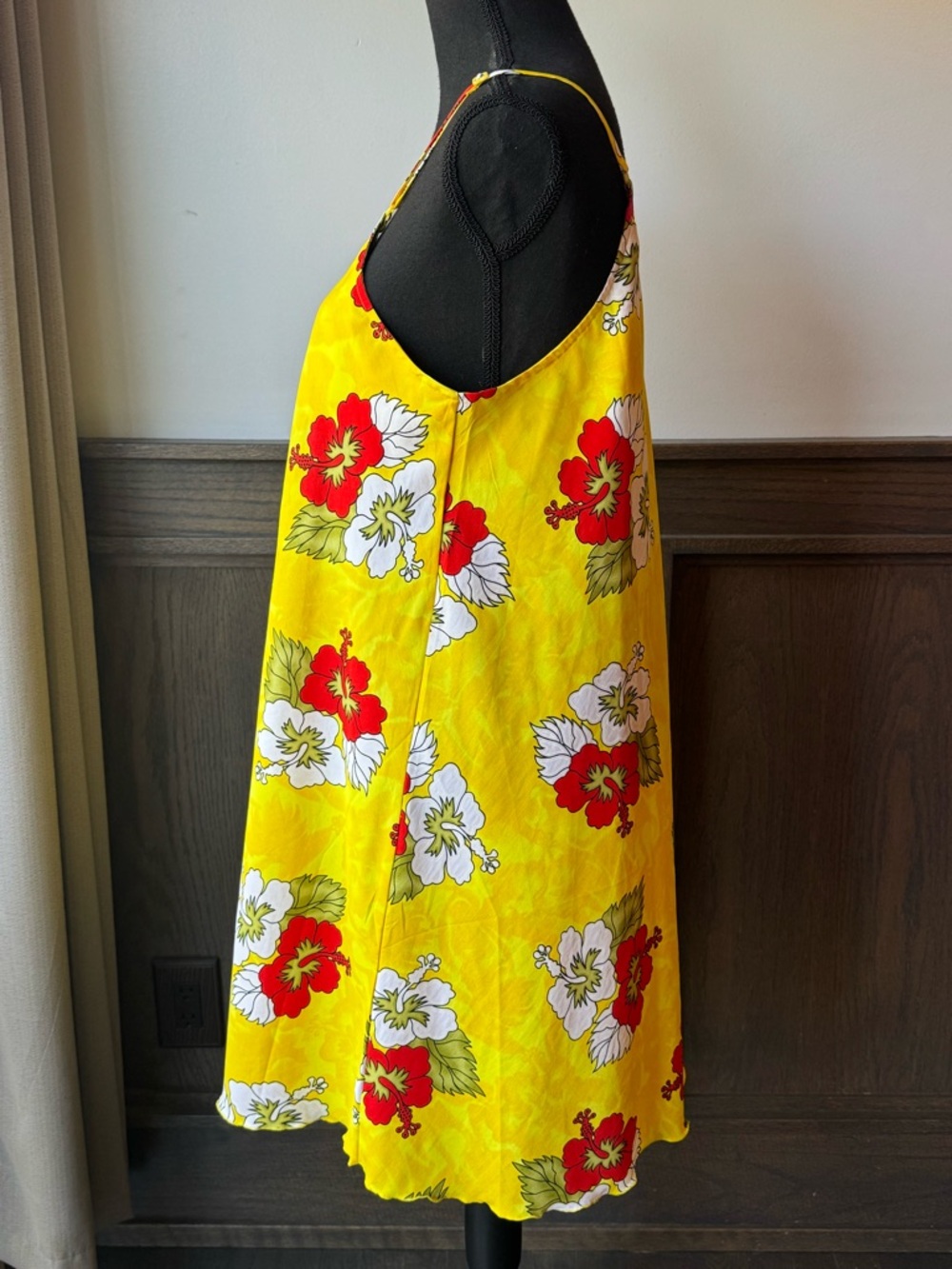 Rima beachwear Yellow Floral Slip Dress with Red & White Blooms Large - Picture 2 of 8